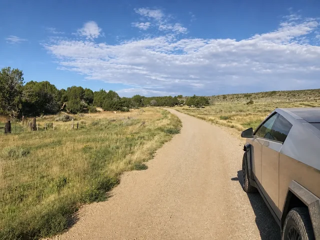 the open road immediately after the fork on Yampa Bench Road in Dinosaur National Monument.