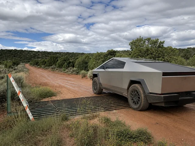 the cattle guard across the route on Yampa Bench Road in Dinosaur National Monument.
