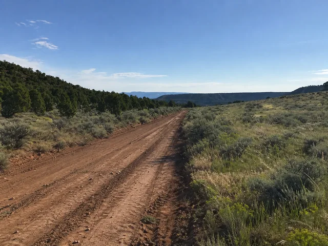 the red-soil section after the crossing on Yampa Bench Road in Dinosaur National Monument.