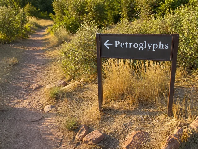 the signed path to the petroglyphs on Yampa Bench Road in Dinosaur National Monument.