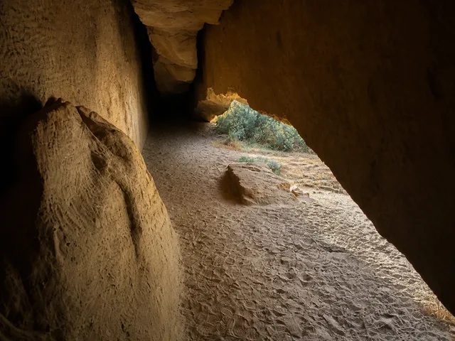 the view through Whispering Cave on Yampa Bench Road in Dinosaur National Monument.