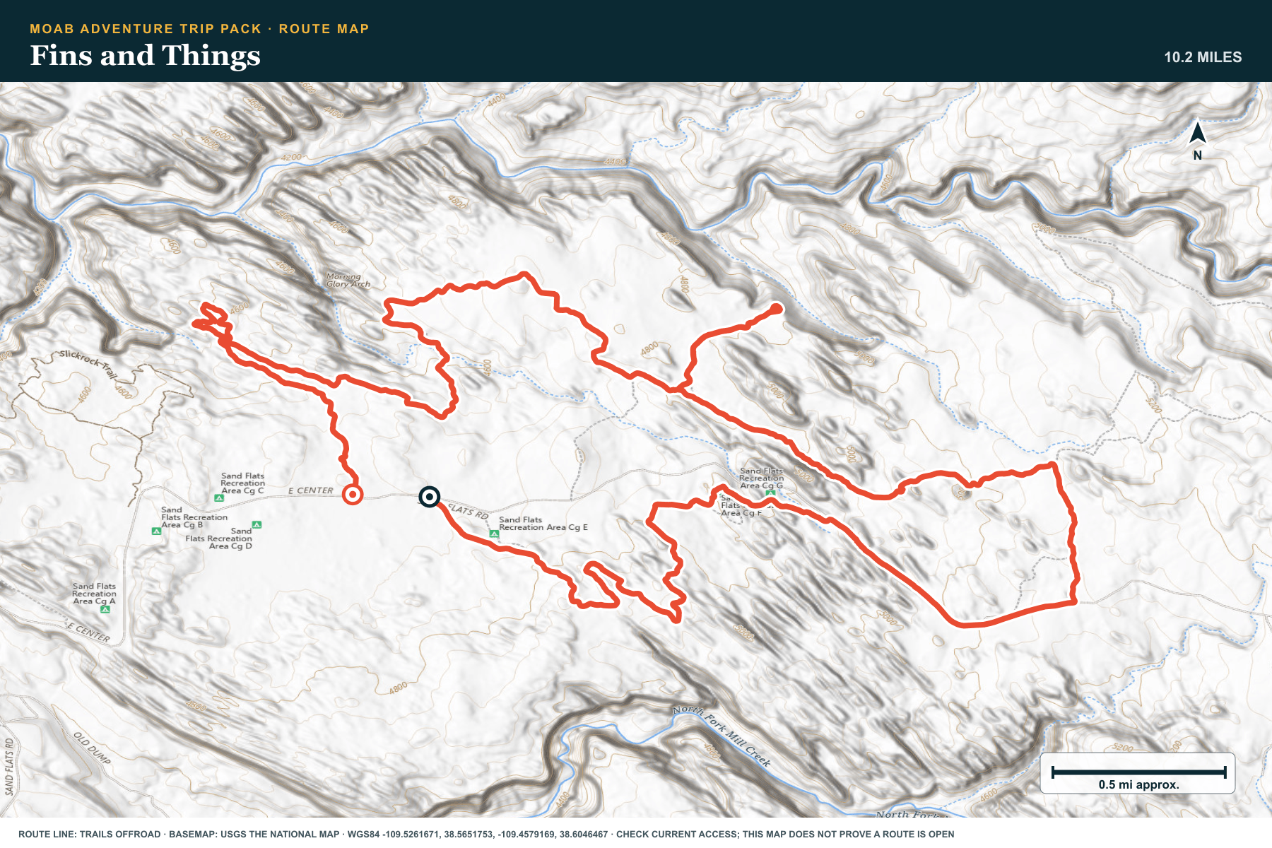 Topographic route map for Fins and Things