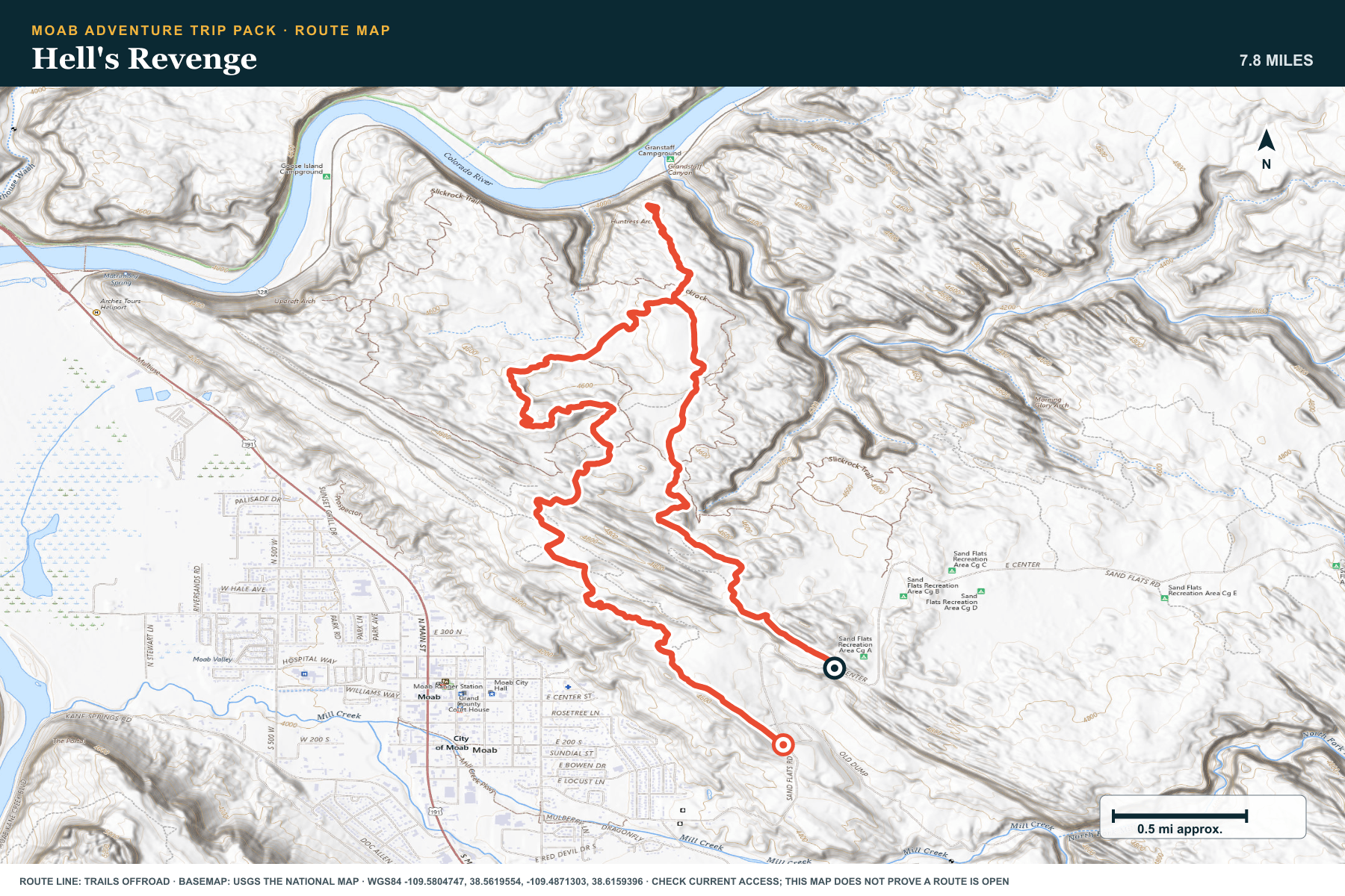 Topographic route map for Hell's Revenge