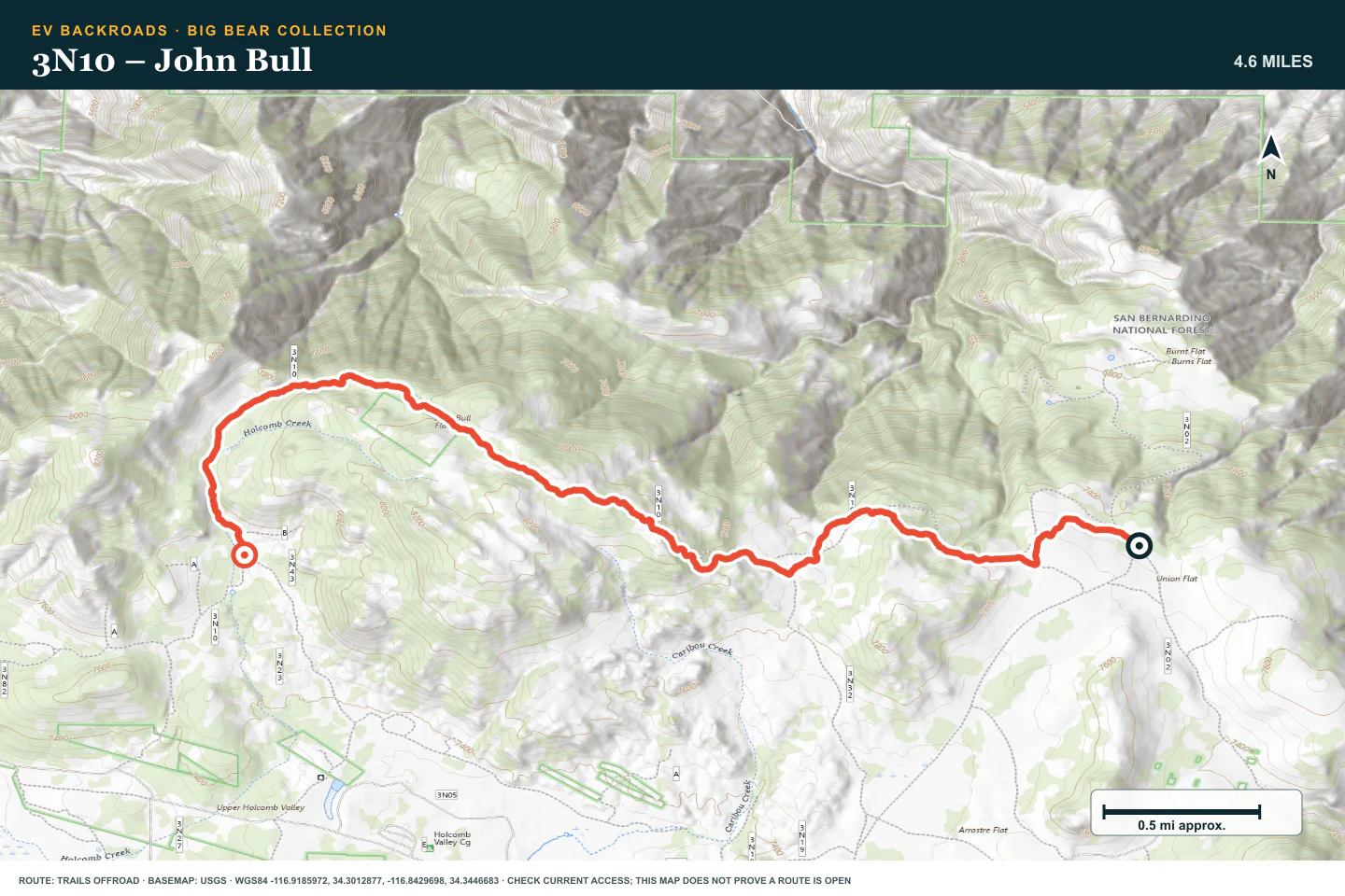 Topographic route map for 3N10 – John Bull