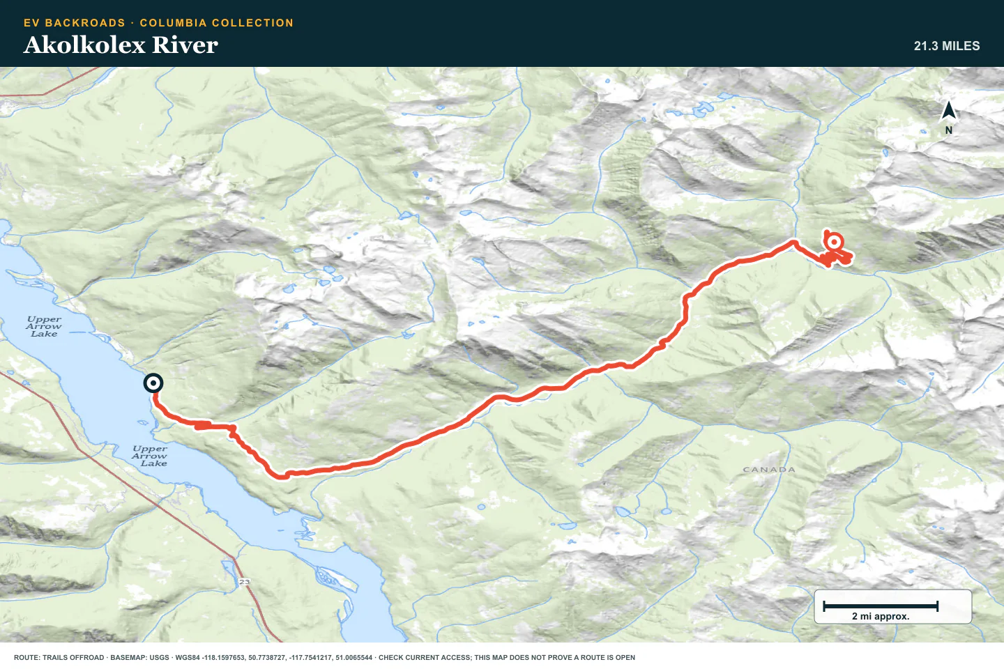 Topographic route map for Akolkolex River