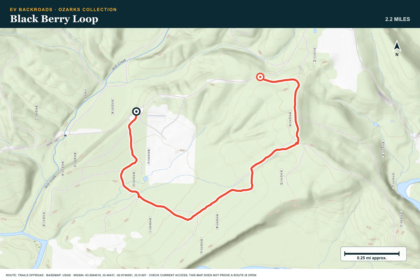 Topographic route map for Black Berry Loop
