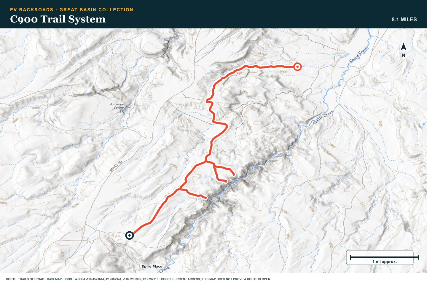 Topographic route map for C900 Trail System