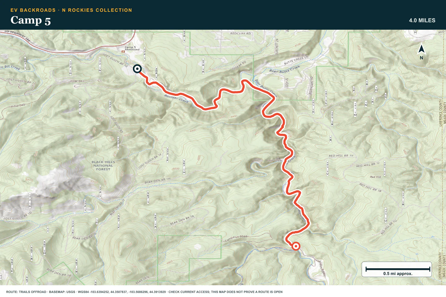 Topographic route map for Camp 5