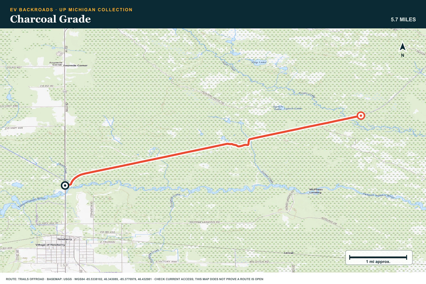 Topographic route map for Charcoal Grade