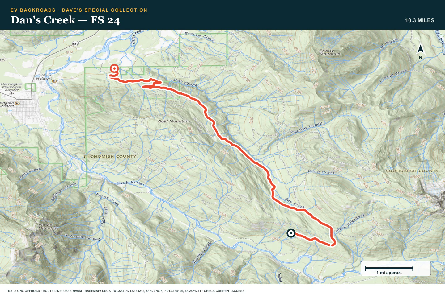 Topographic route map for Dan's Creek — FS 24