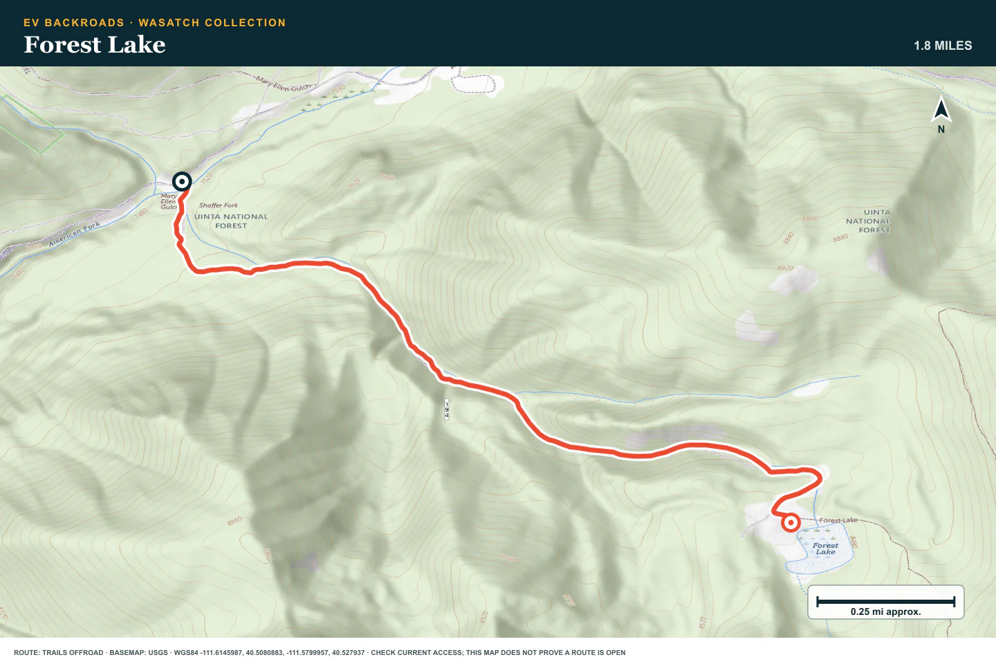 Topographic route map for Forest Lake