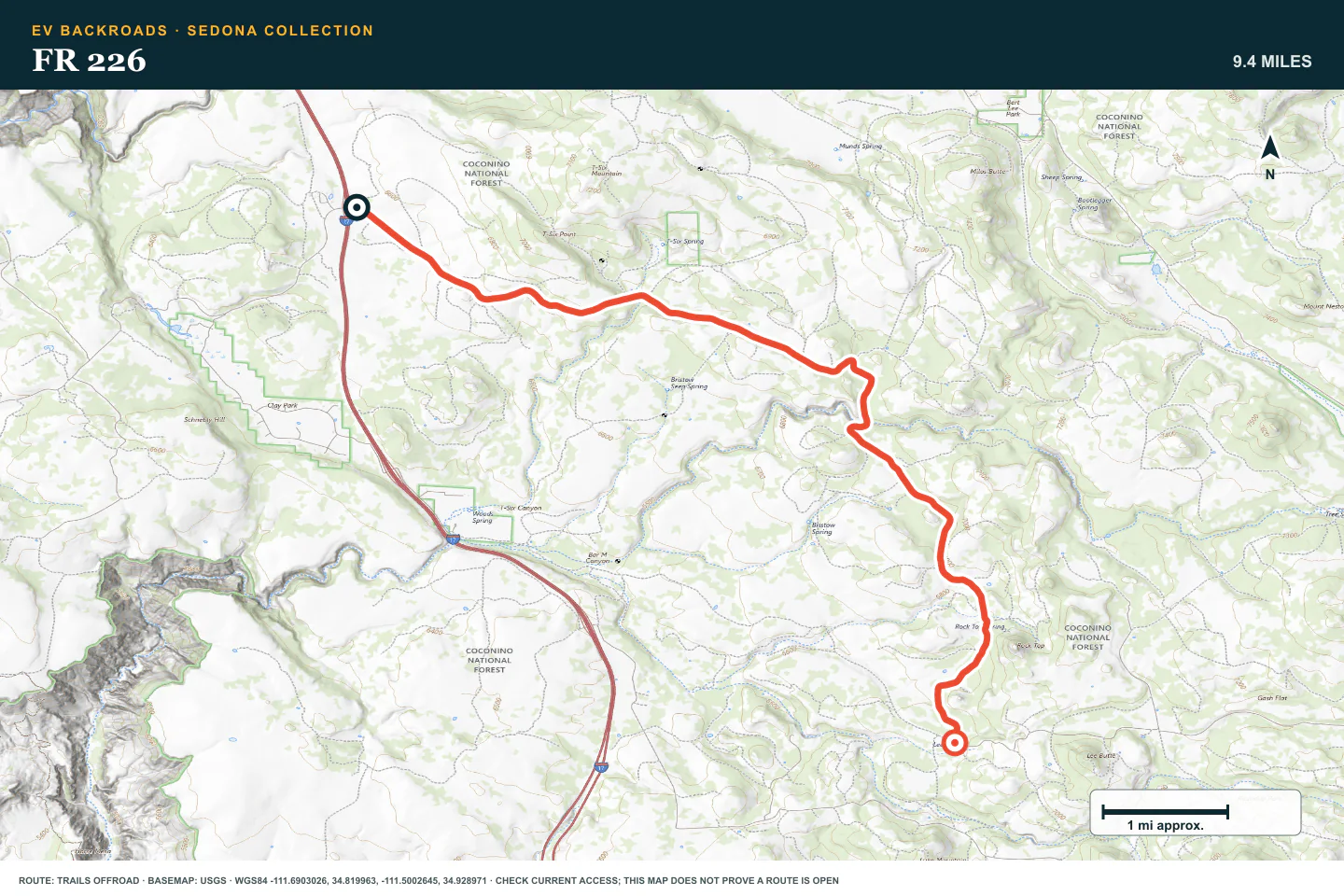 Topographic route map for FR 226
