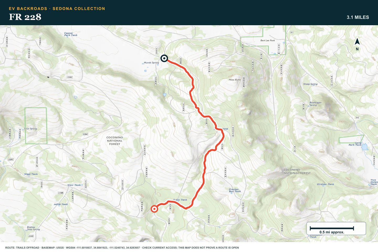 Topographic route map for FR 228