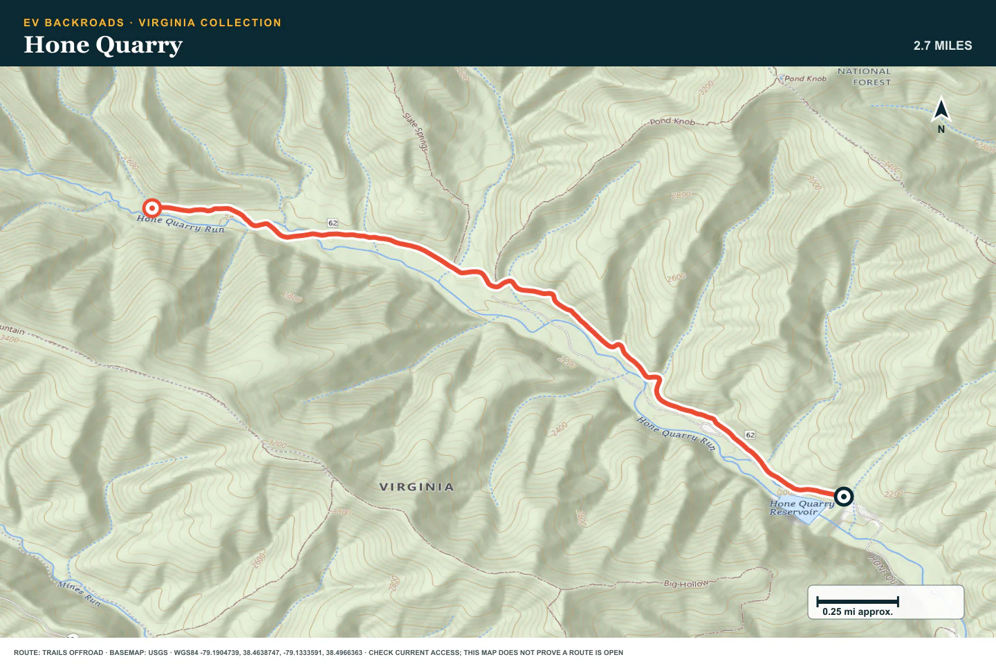Topographic route map for Hone Quarry
