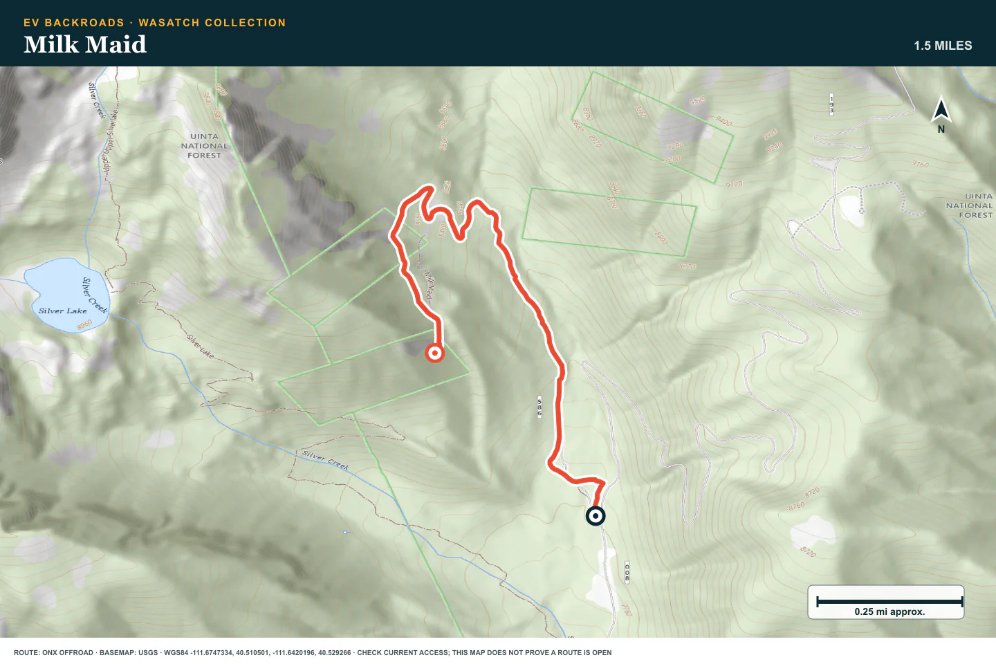 Topographic route map for Milk Maid