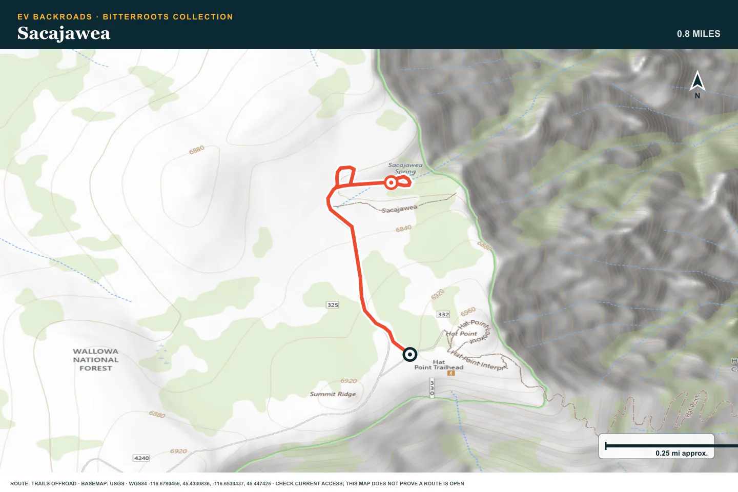Topographic route map for Sacajawea