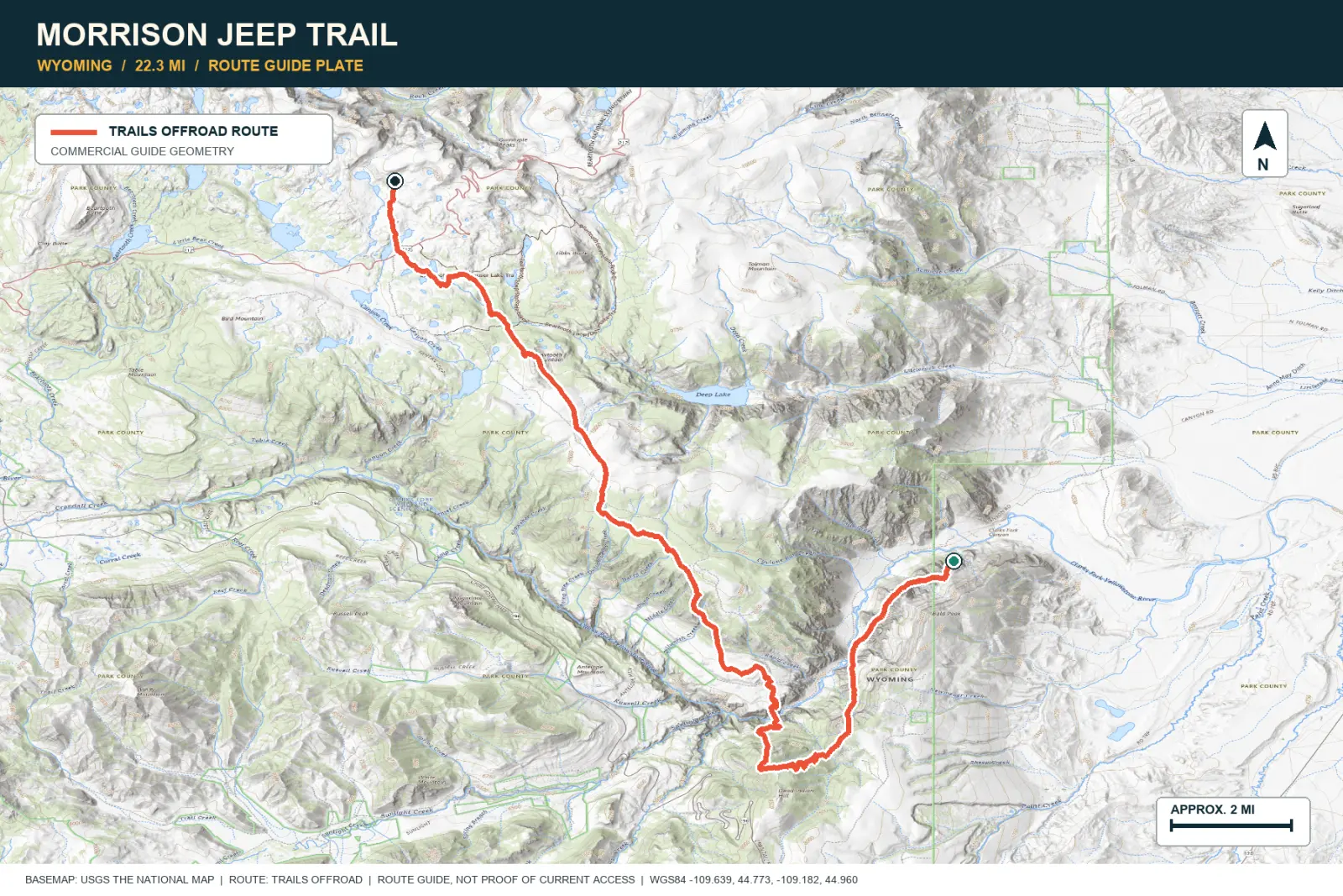 Topographic route map for Morrison Jeep Trail