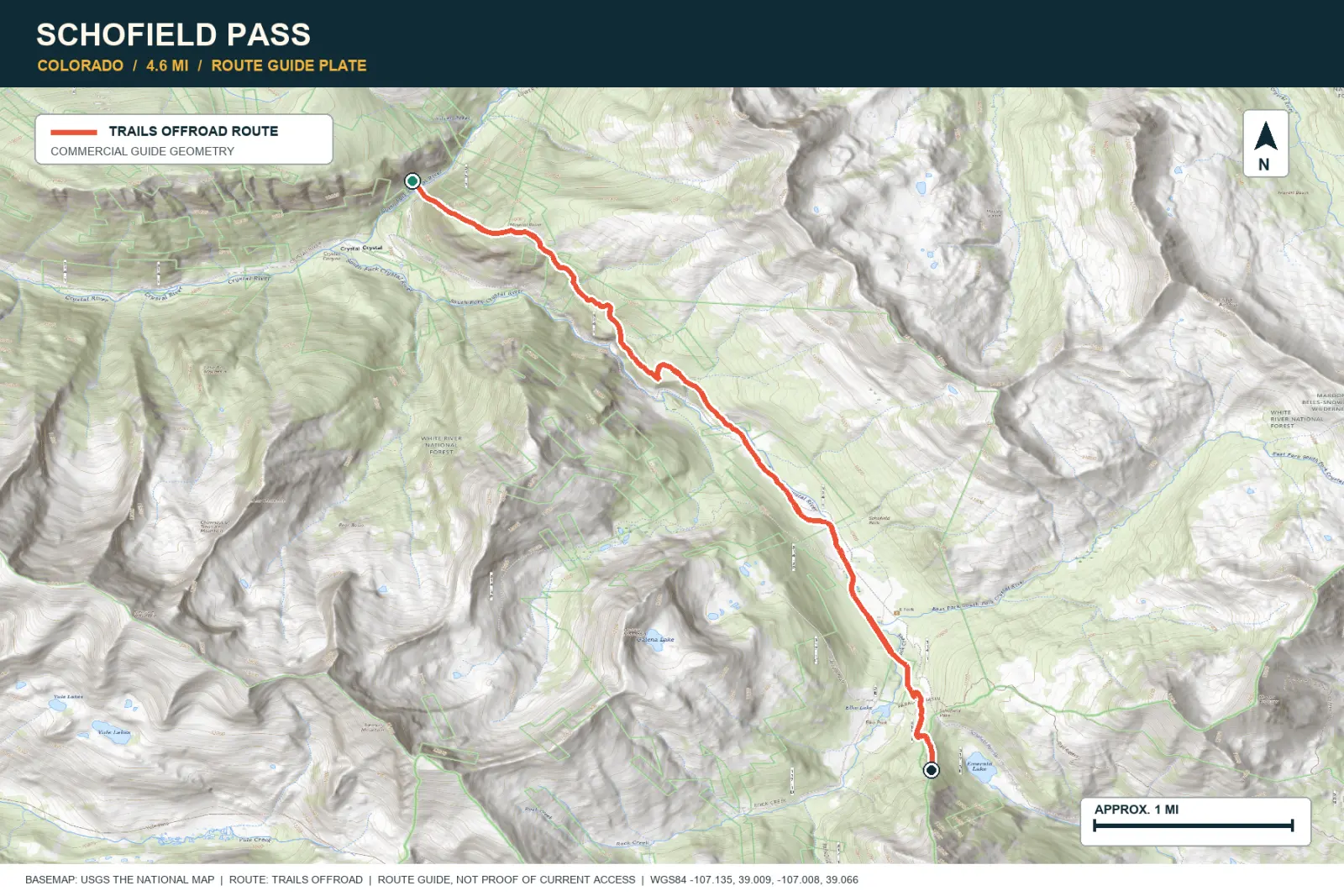 Topographic route map for Schofield Pass