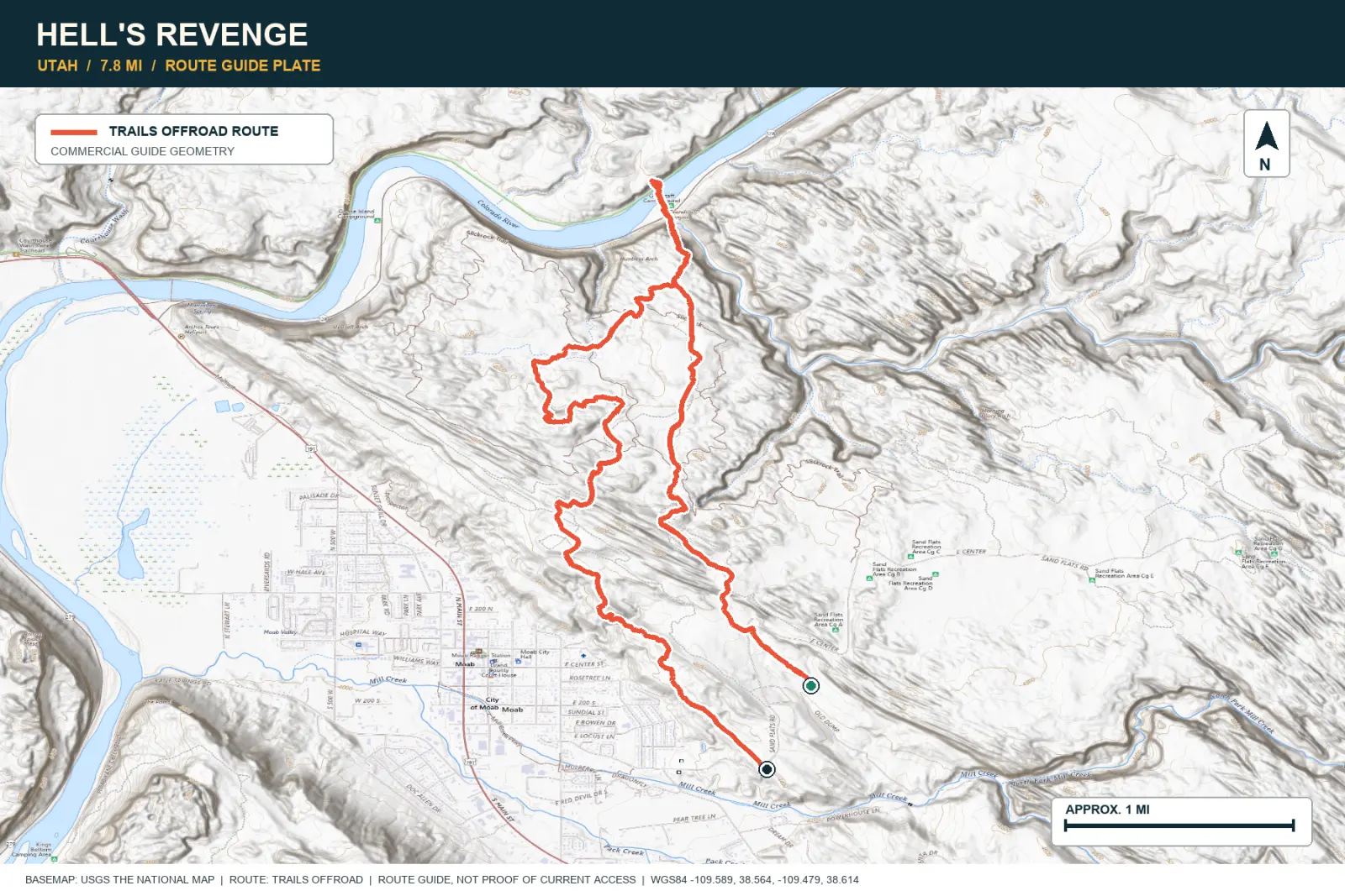 Topographic route map for Hell's Revenge