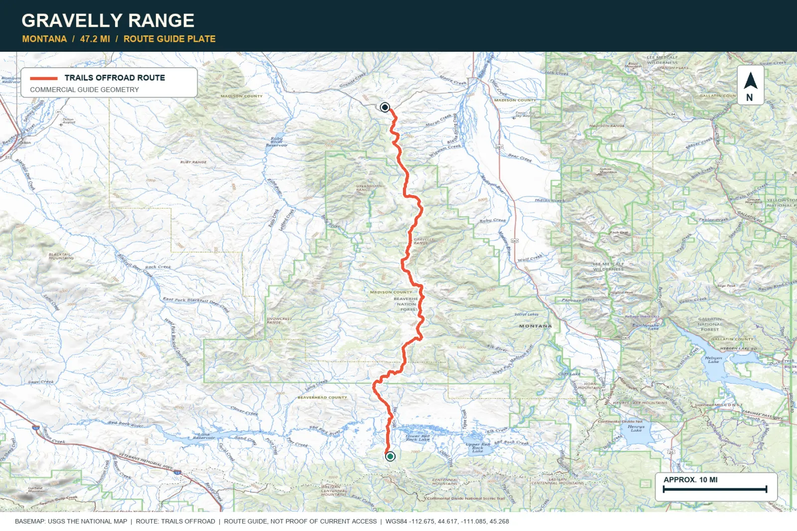 Topographic route map for Gravelly Range