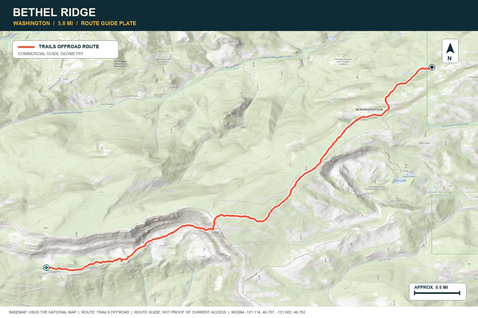 Topographic route map for Bethel Ridge