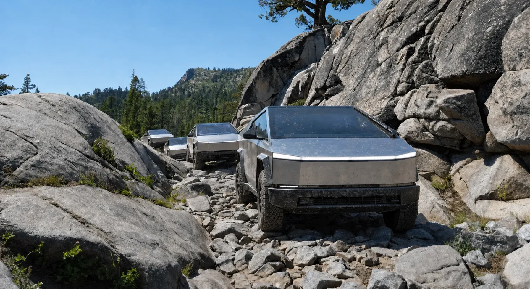 A highly technical granite section of the Rubicon Trail