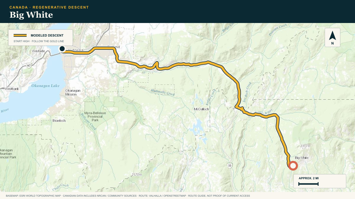Topographic route plate for the Big White descent