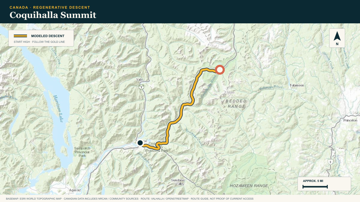 Topographic route plate for the Coquihalla Summit descent