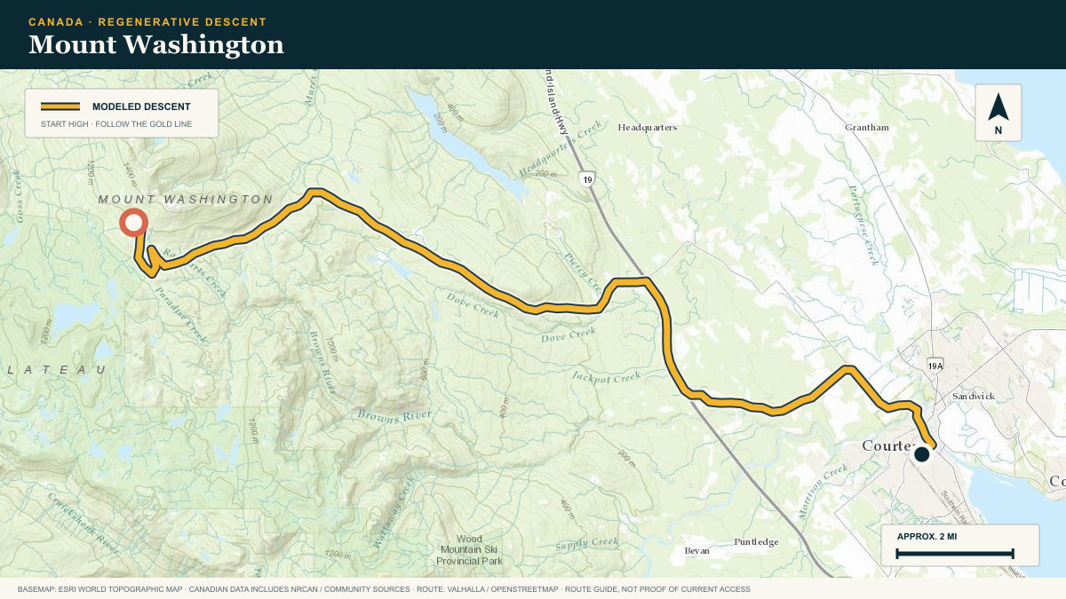 Topographic route plate for the Mount Washington descent