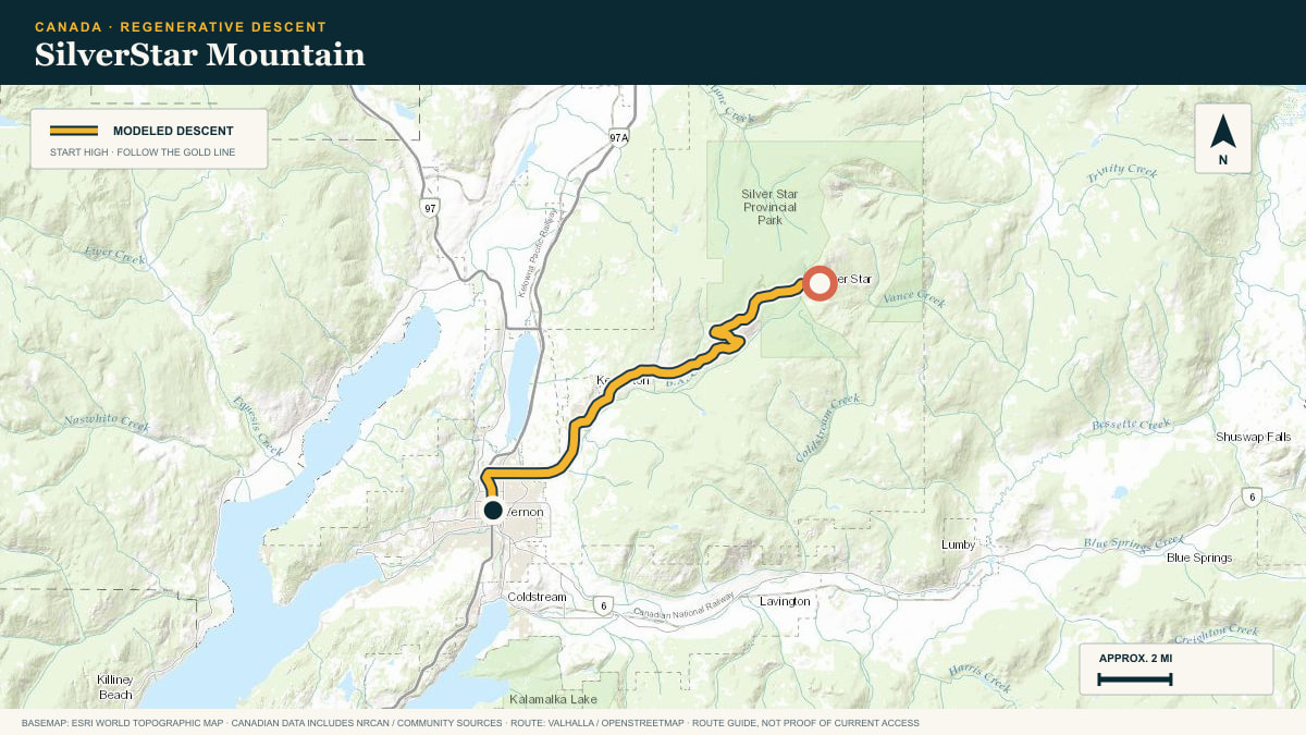 Topographic route plate for the SilverStar Mountain descent
