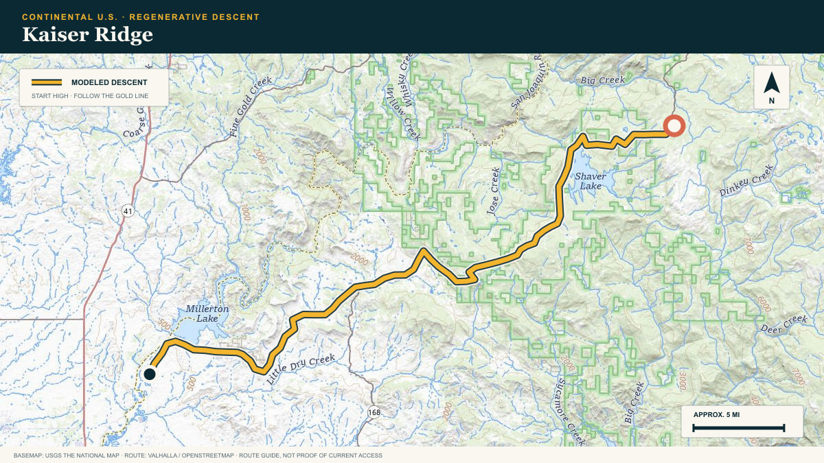 Topographic route plate for the Kaiser Ridge descent