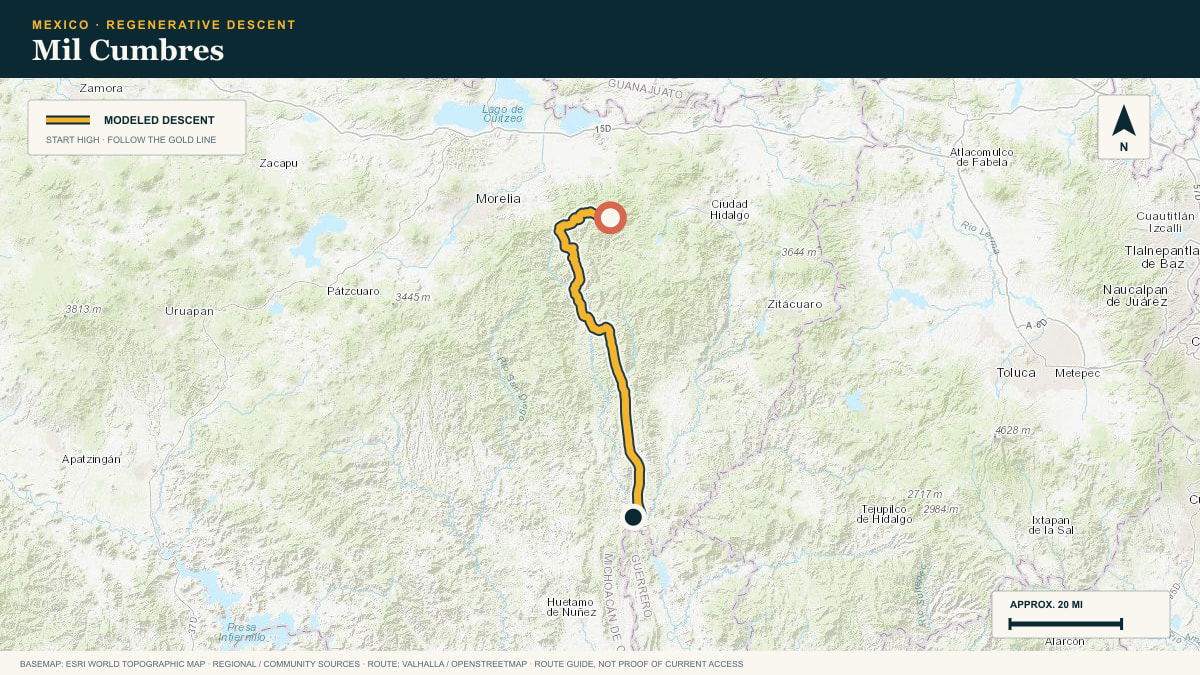 Topographic route plate for the Mil Cumbres descent