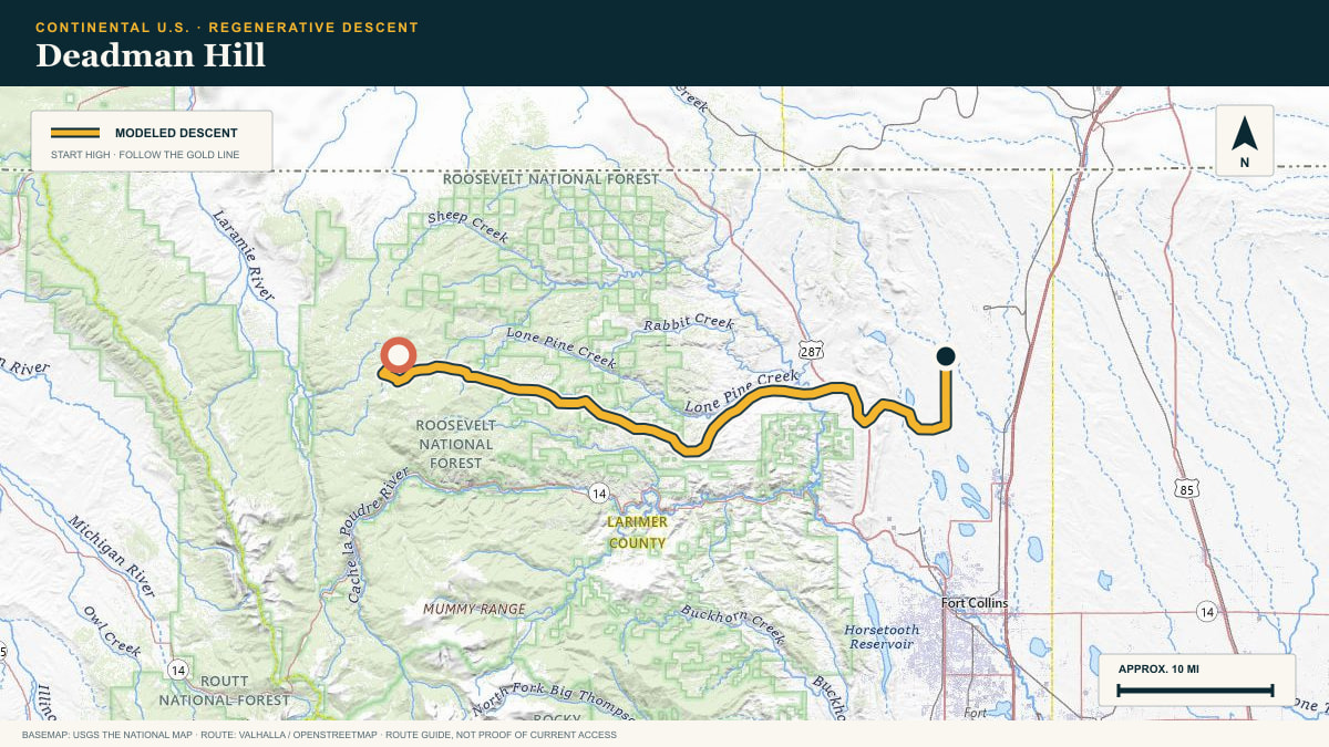 Topographic route plate for the Deadman Hill descent