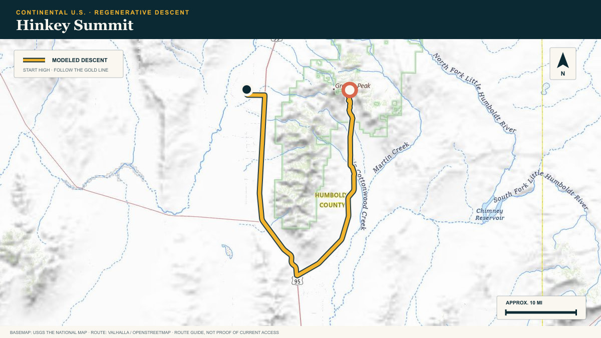 Topographic route plate for the Hinkey Summit descent