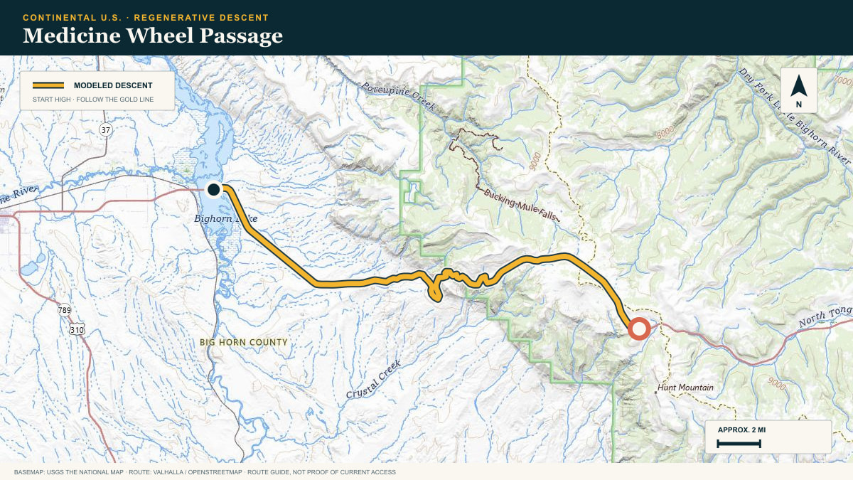 Topographic route plate for the Medicine Wheel Passage descent