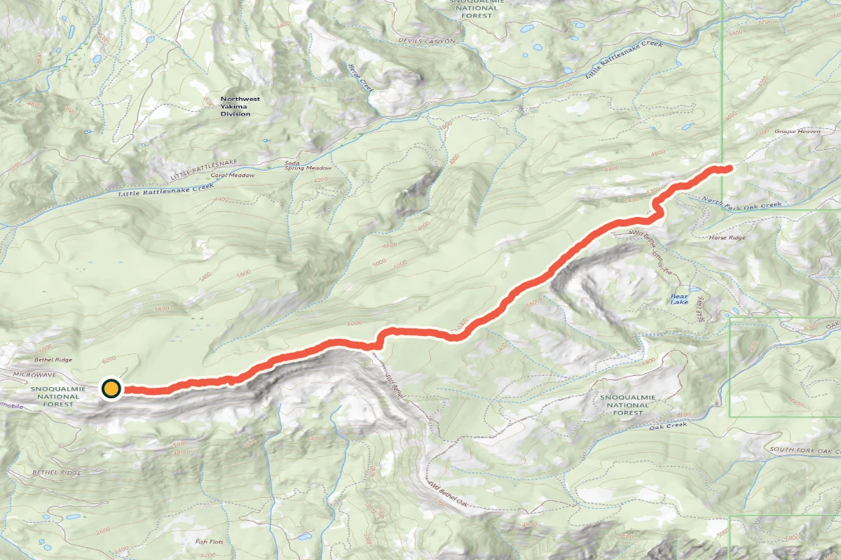USGS topographic map of the exact Bethel Ridge route