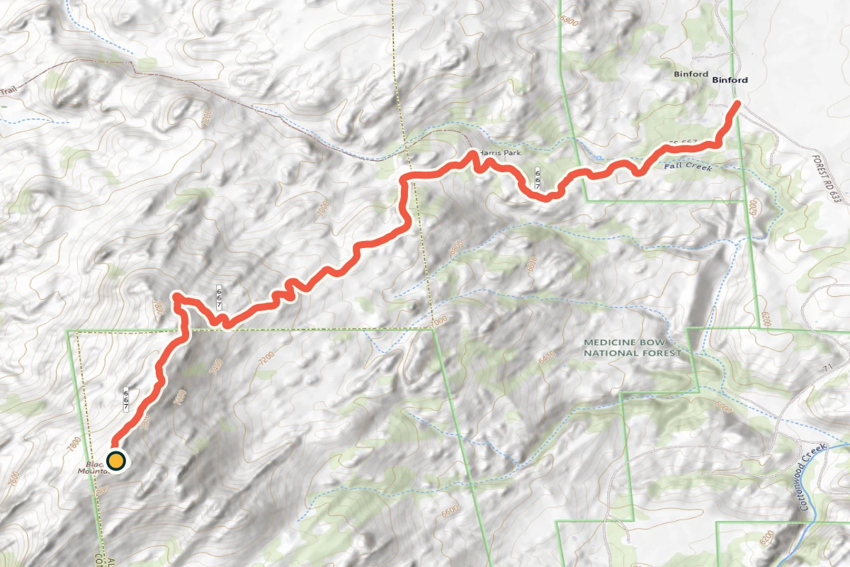 USGS topographic map of the Black Mountain four-wheel-drive road to its summit