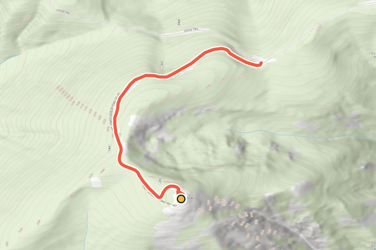 USGS topographic map of the road to Castle Butte Lookout