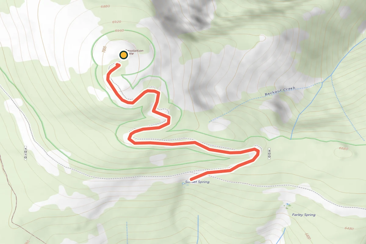 USGS topographic map of Forest Road 10103 to Desolation Butte Lookout