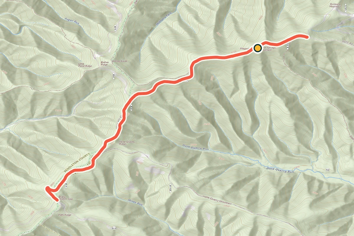 USGS topographic map of the exact Flagpole Knob route