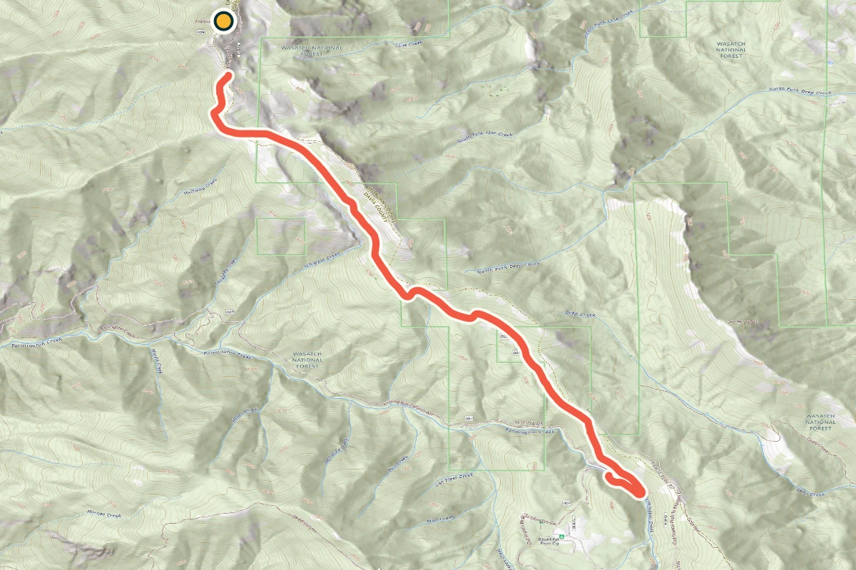 USGS topographic map of the Francis Peak off-road route