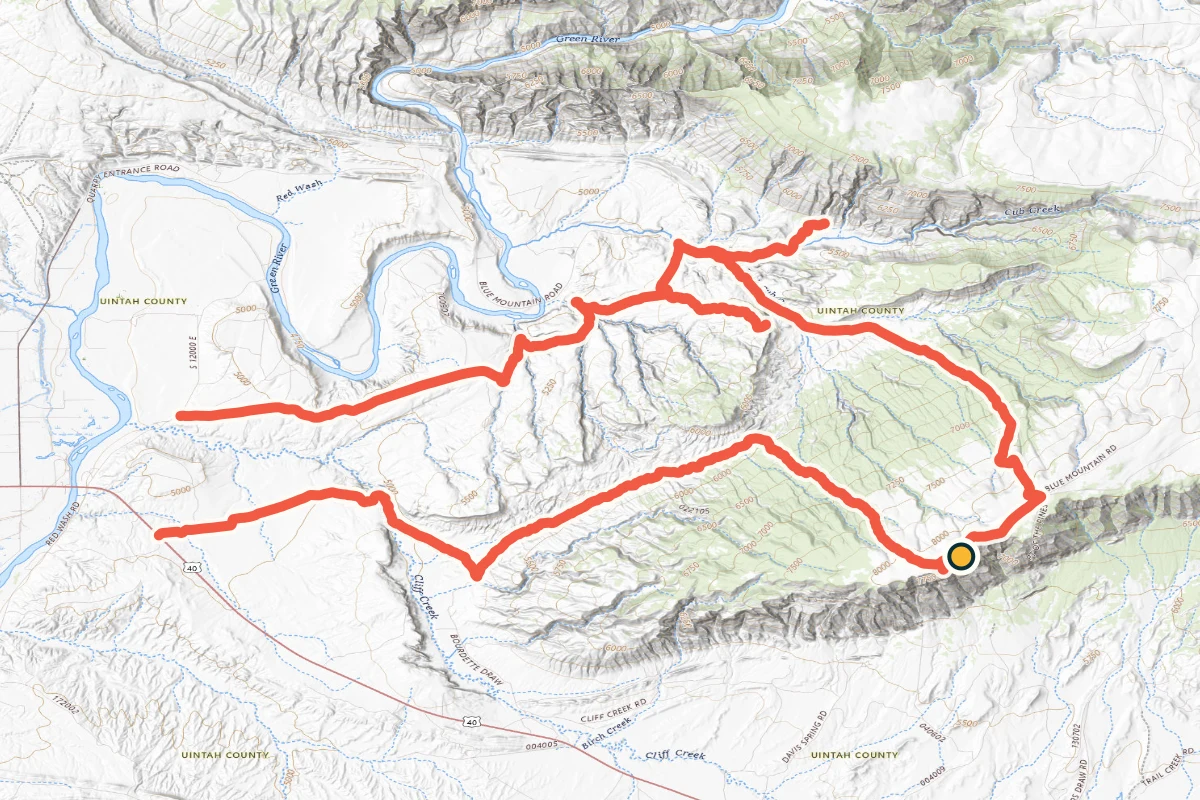 USGS topographic map of Josie Morris Loop climbing Cliff Ridge