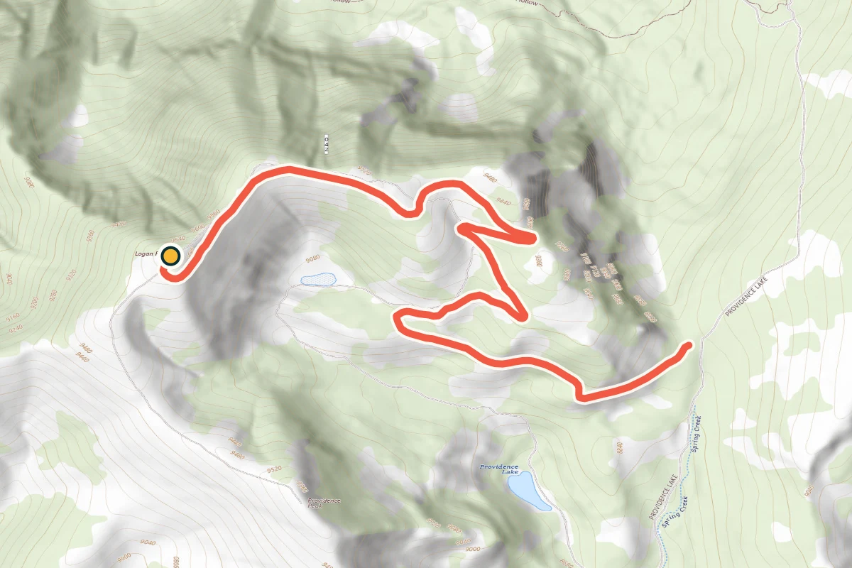 USGS topographic map of the exact road to Logan Peak
