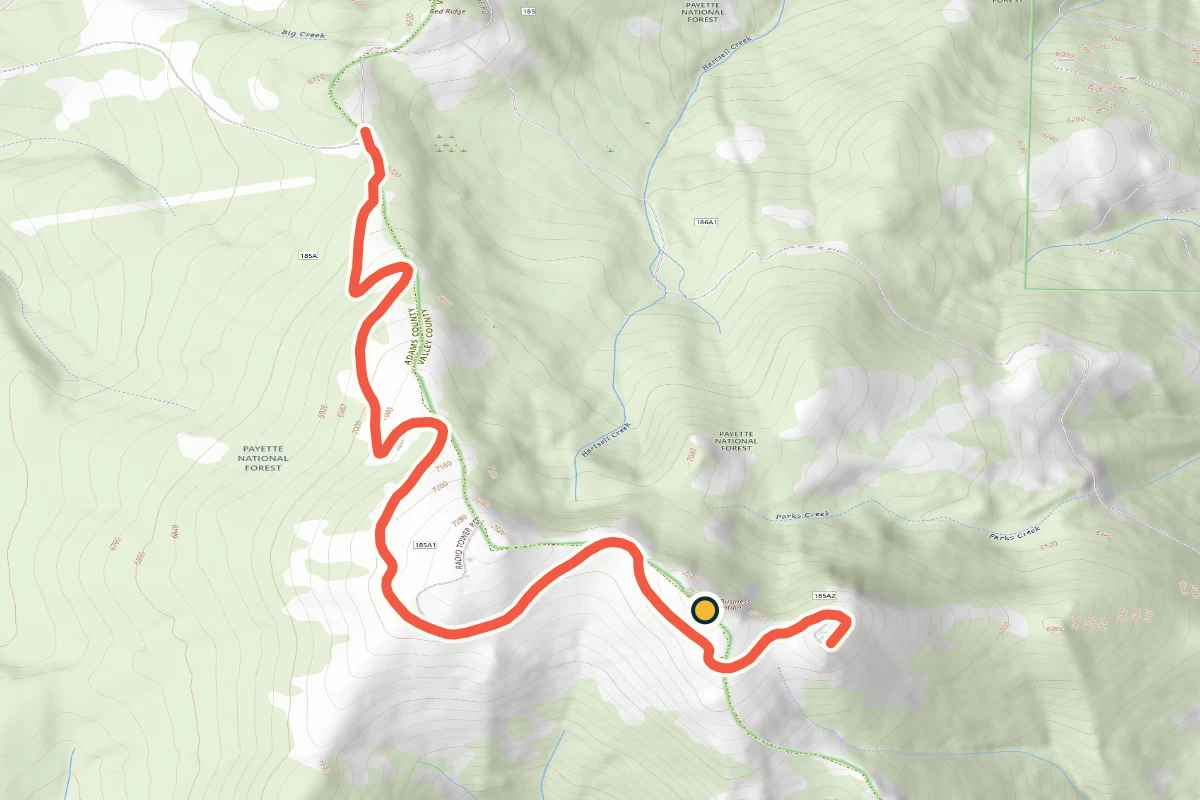 USGS topographic map of the road climbing No Business Mountain
