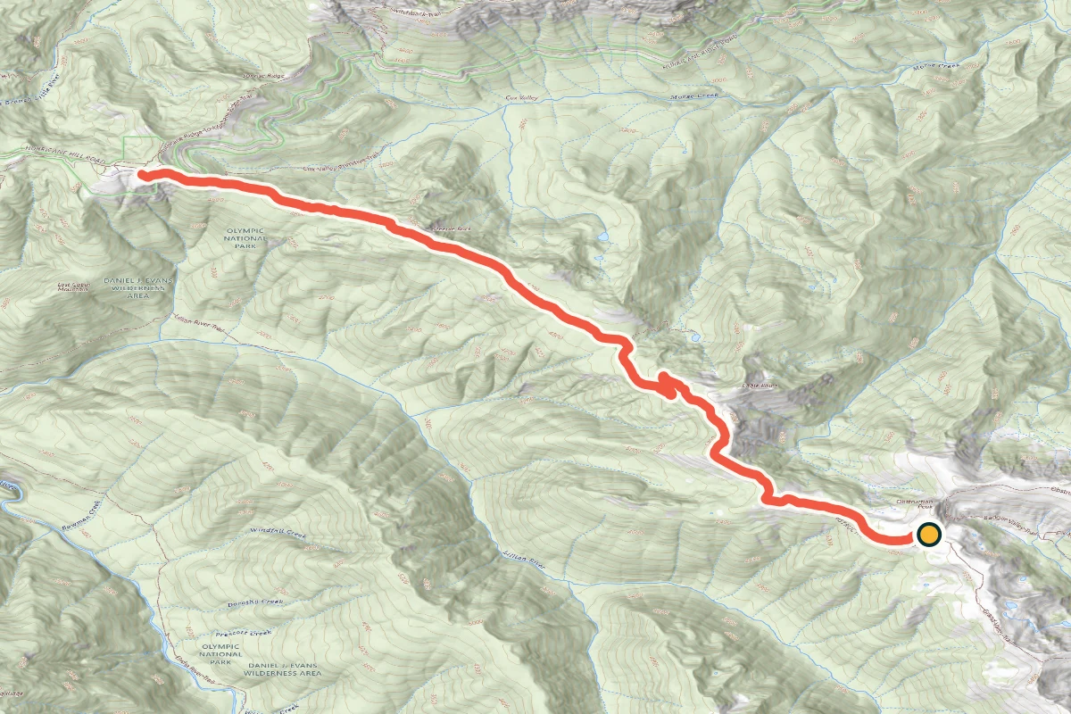 USGS topographic map of the exact Obstruction Point Road