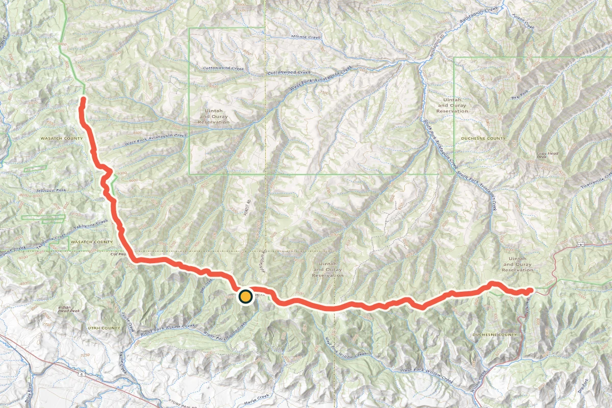 USGS topographic map of Forest Road 147 along Reservation Ridge