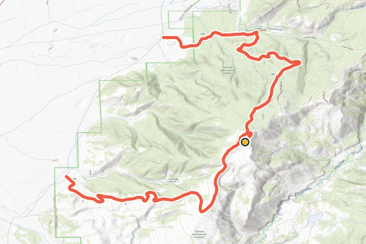 USGS topographic map of Road 30340 across Shadow Mountain