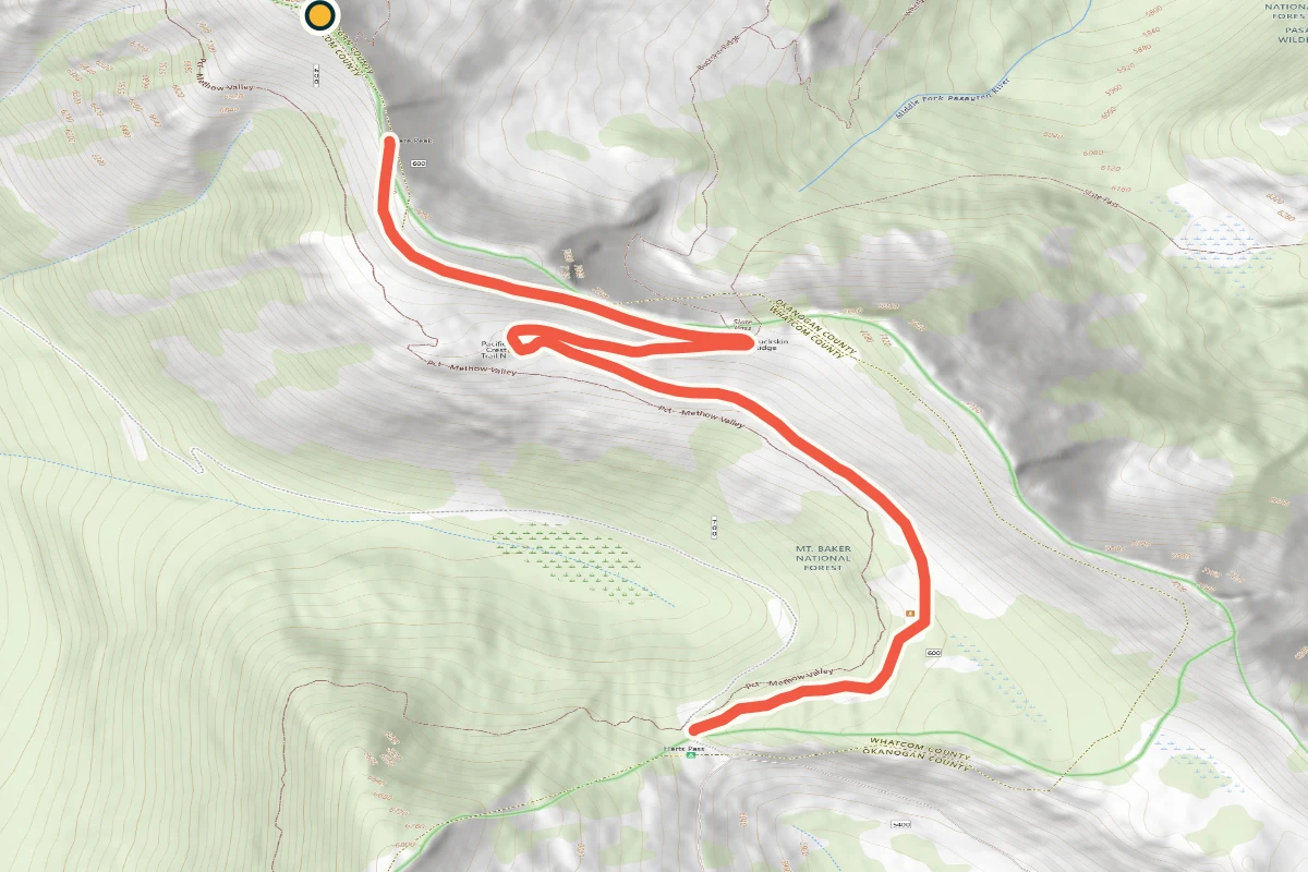 Topographic route map for Slate Peak in Washington