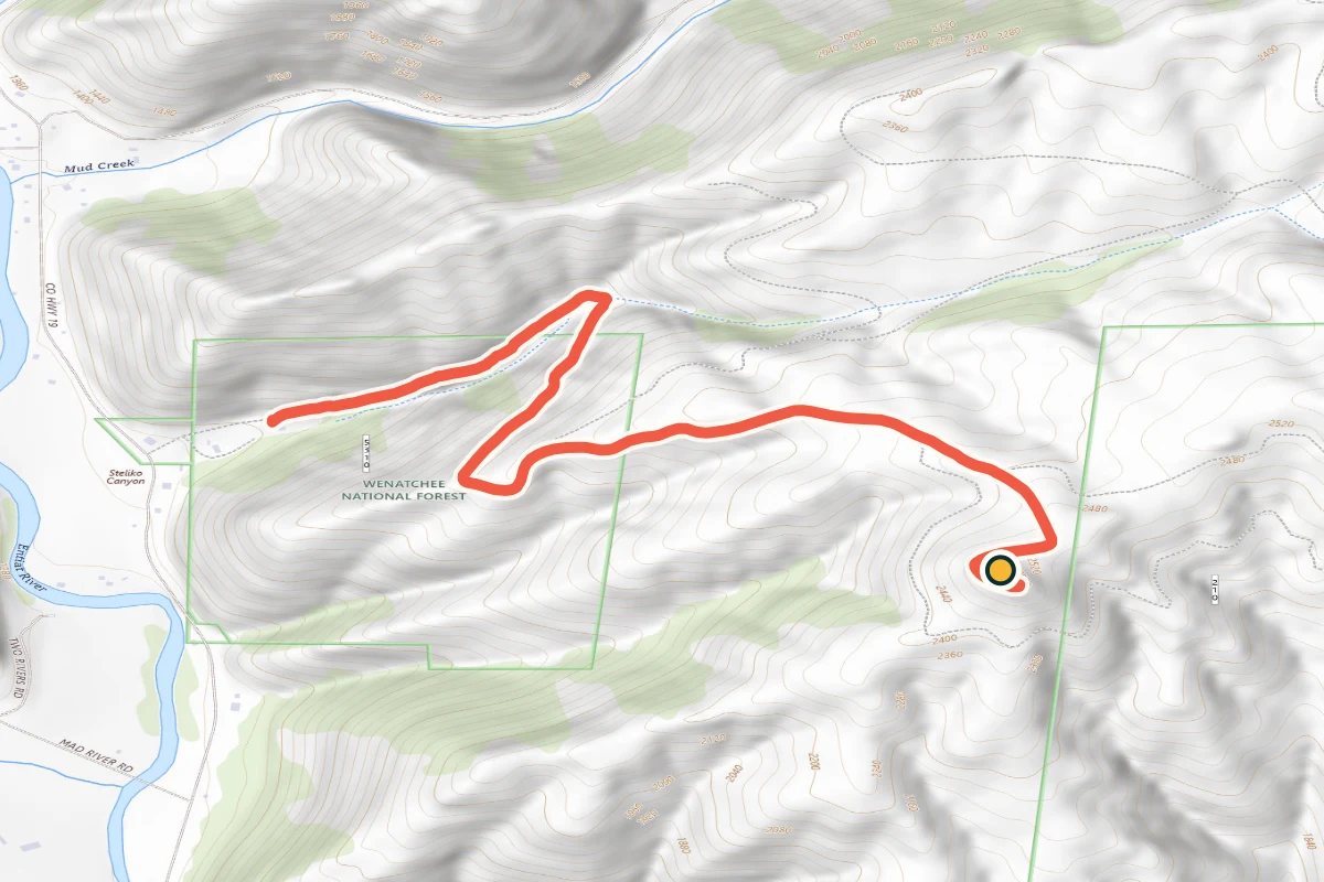 USGS topographic map of the road to Steliko Lookout on Steliko Point