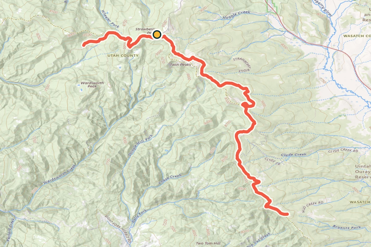USGS topographic map of Forest Road 135 along Strawberry Ridge